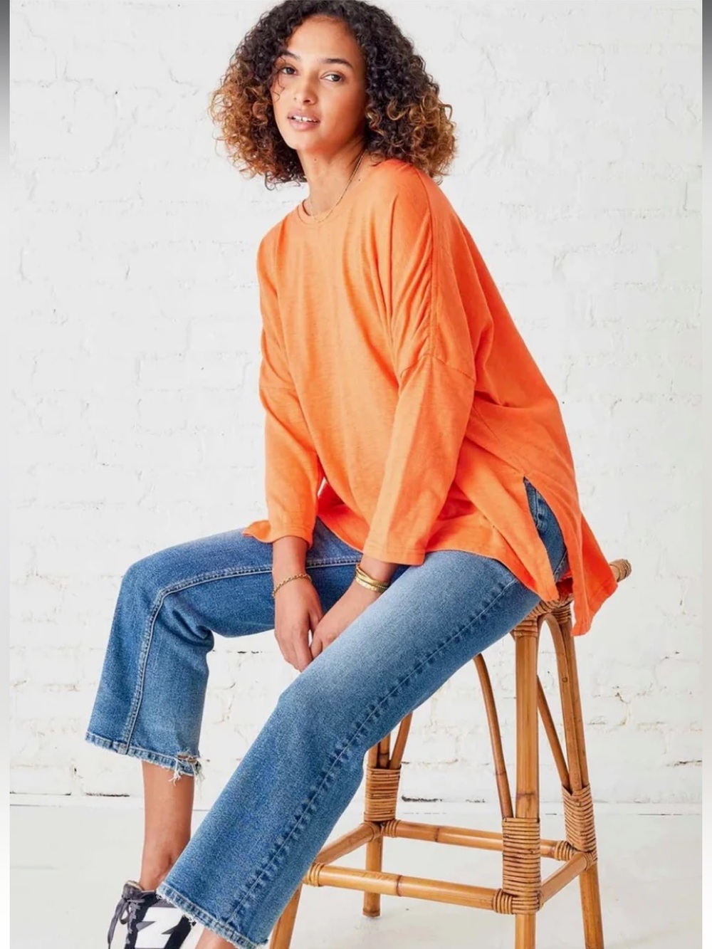 Mer Sea Catalina Slub Tee Oversized Lagenlook Coastal Orange Peel One Size NWT